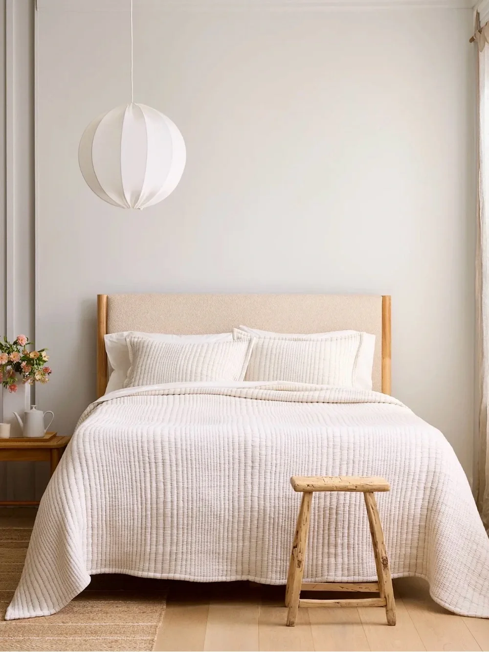 Quince Organic Cotton Channel Stitch Coverlet, undyed Full/Queen